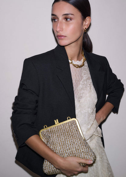 ME+EM Gold Tweed AM-PM Crossbody Bag