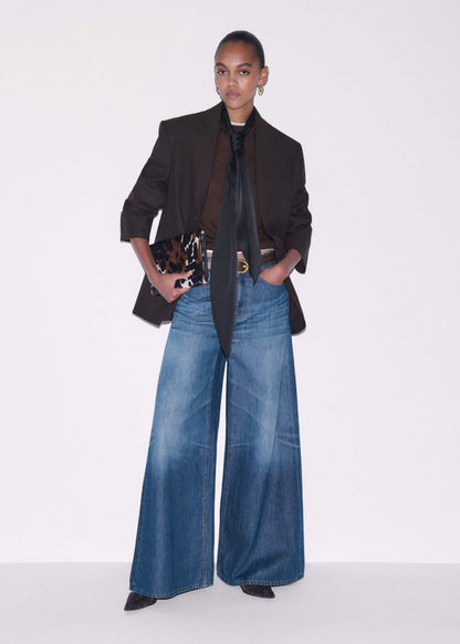 ME+EM Brown Leather Cow Print Envelope Clutch Bag
