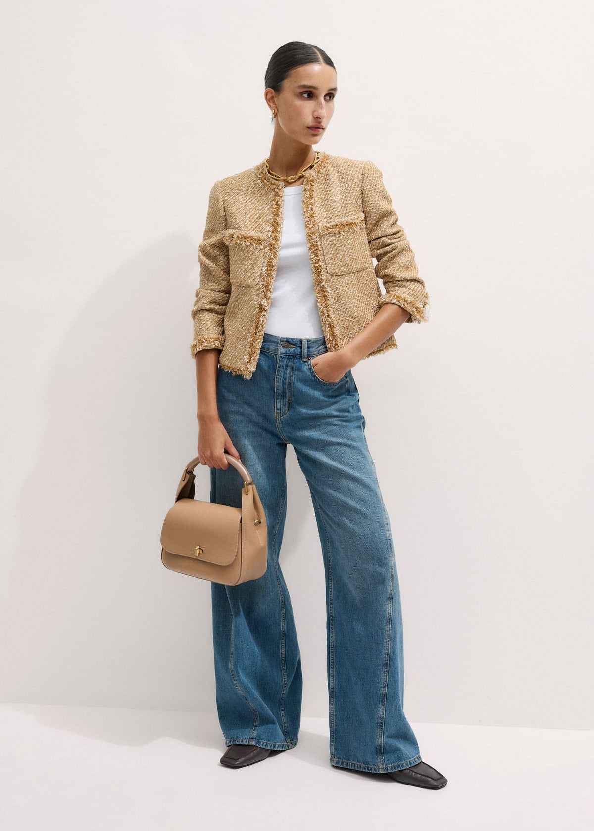 ME+EM Light Brown Resin Handle Crossbody Bag