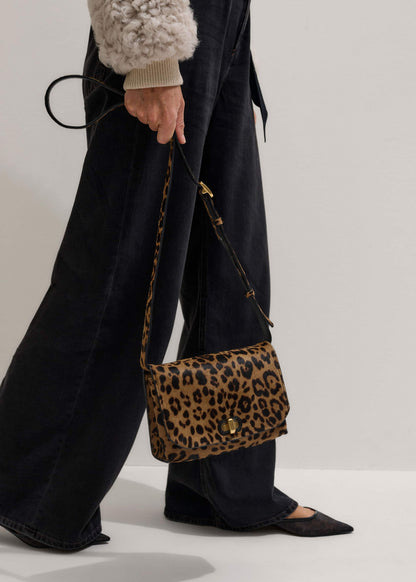 ME+EM Brown 2-Way Leopard Print Crossbody Bag