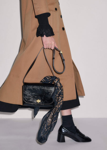 ME+EM Black Leather Clutch + Crossbody Bag