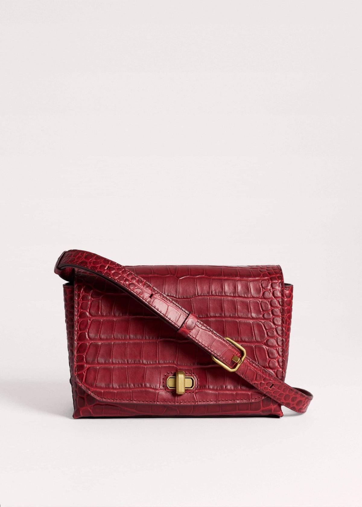 ME+EM Red Leather Croc Print Clutch 2-in-1 Bag