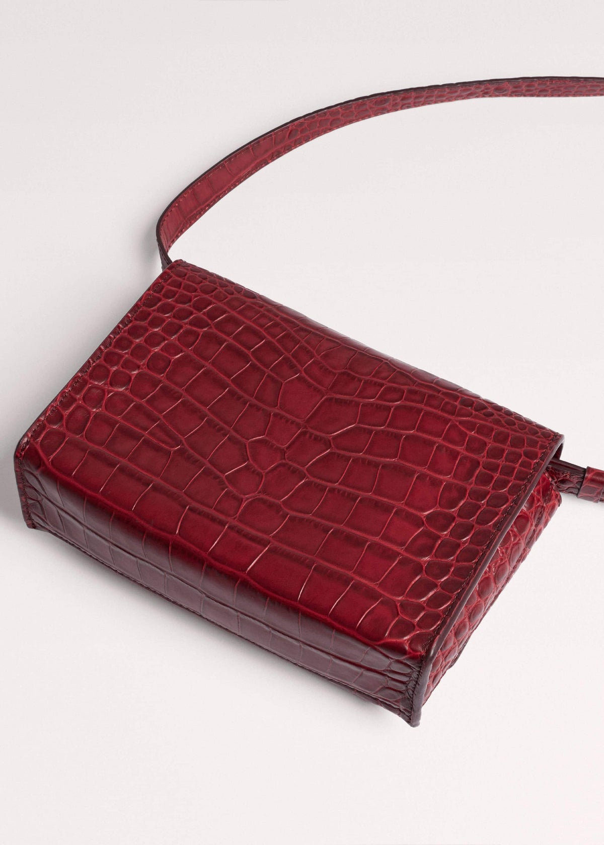 ME+EM Red Leather Croc Print Clutch 2-in-1 Bag