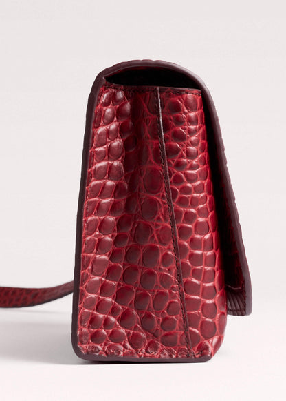 ME+EM Red Leather Croc Print Clutch 2-in-1 Bag