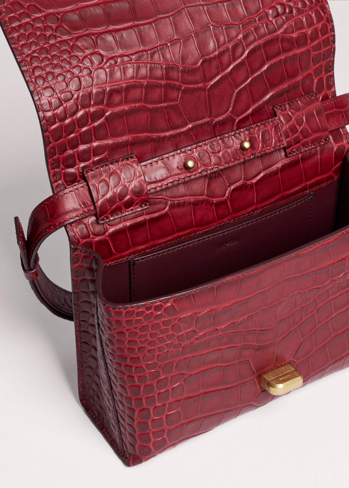 ME+EM Red Leather Croc Print Clutch 2-in-1 Bag