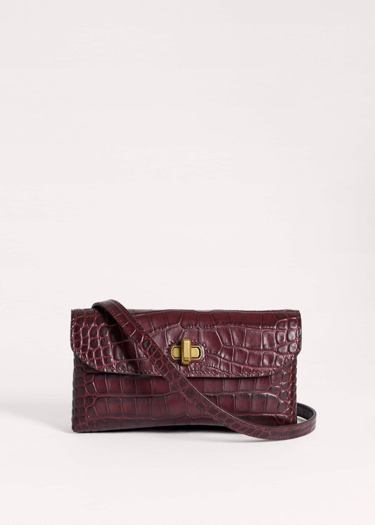 ME+EM Red Red Leather Croc Print Small Pouch