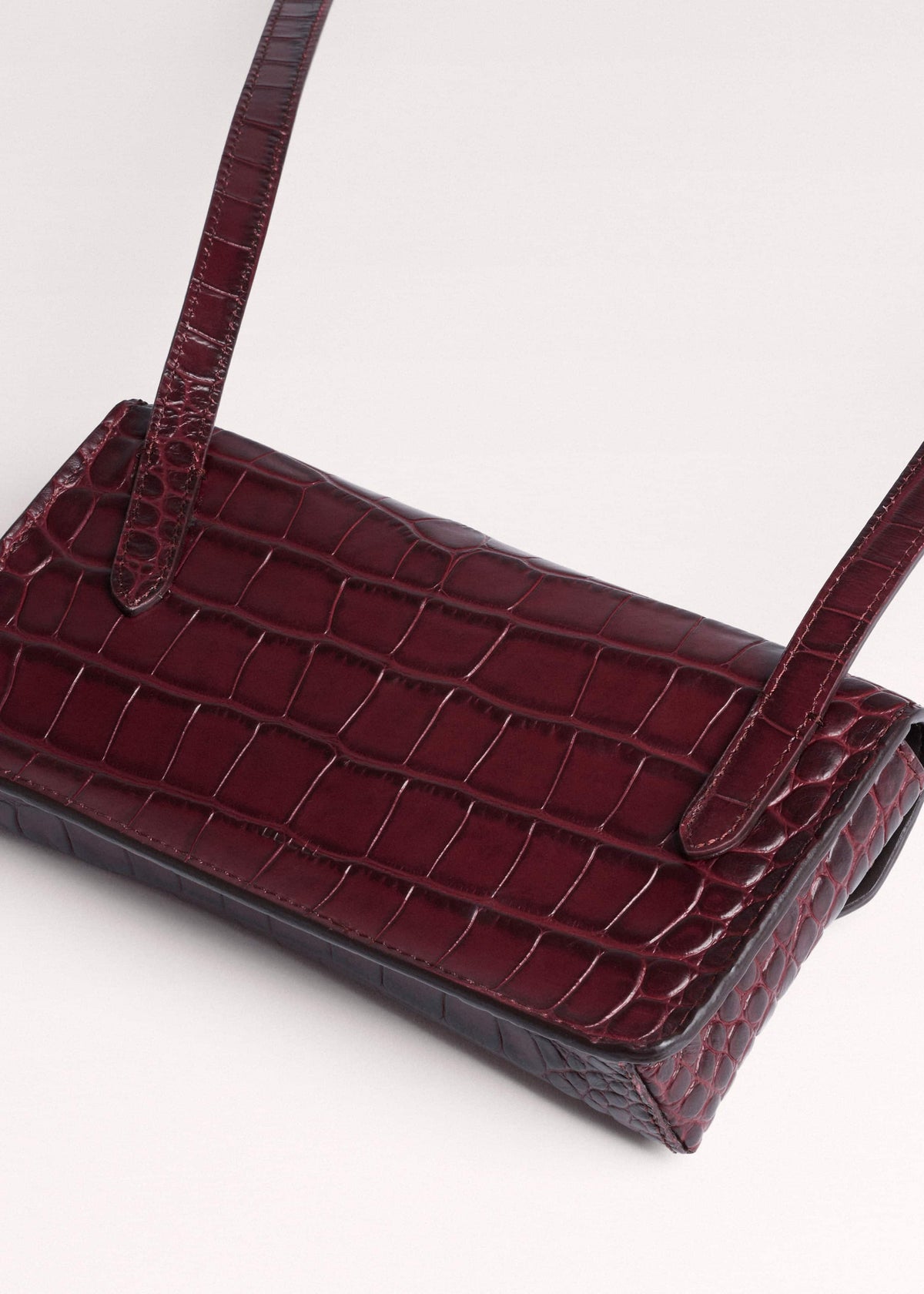 ME+EM Red Red Leather Croc Print Small Pouch