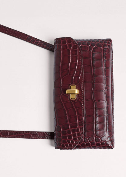 ME+EM Red Red Leather Croc Print Small Pouch