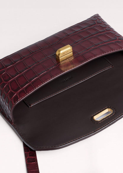 ME+EM Red Red Leather Croc Print Small Pouch