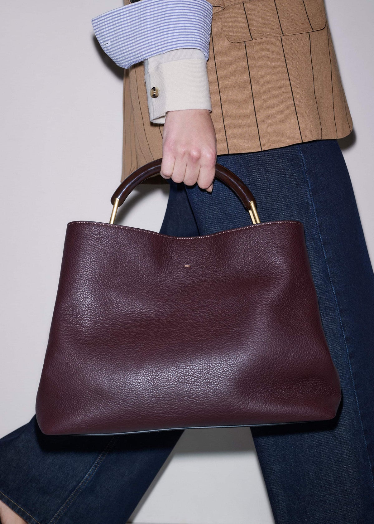 ME+EM Red Leather Soft Constructed Day Bag