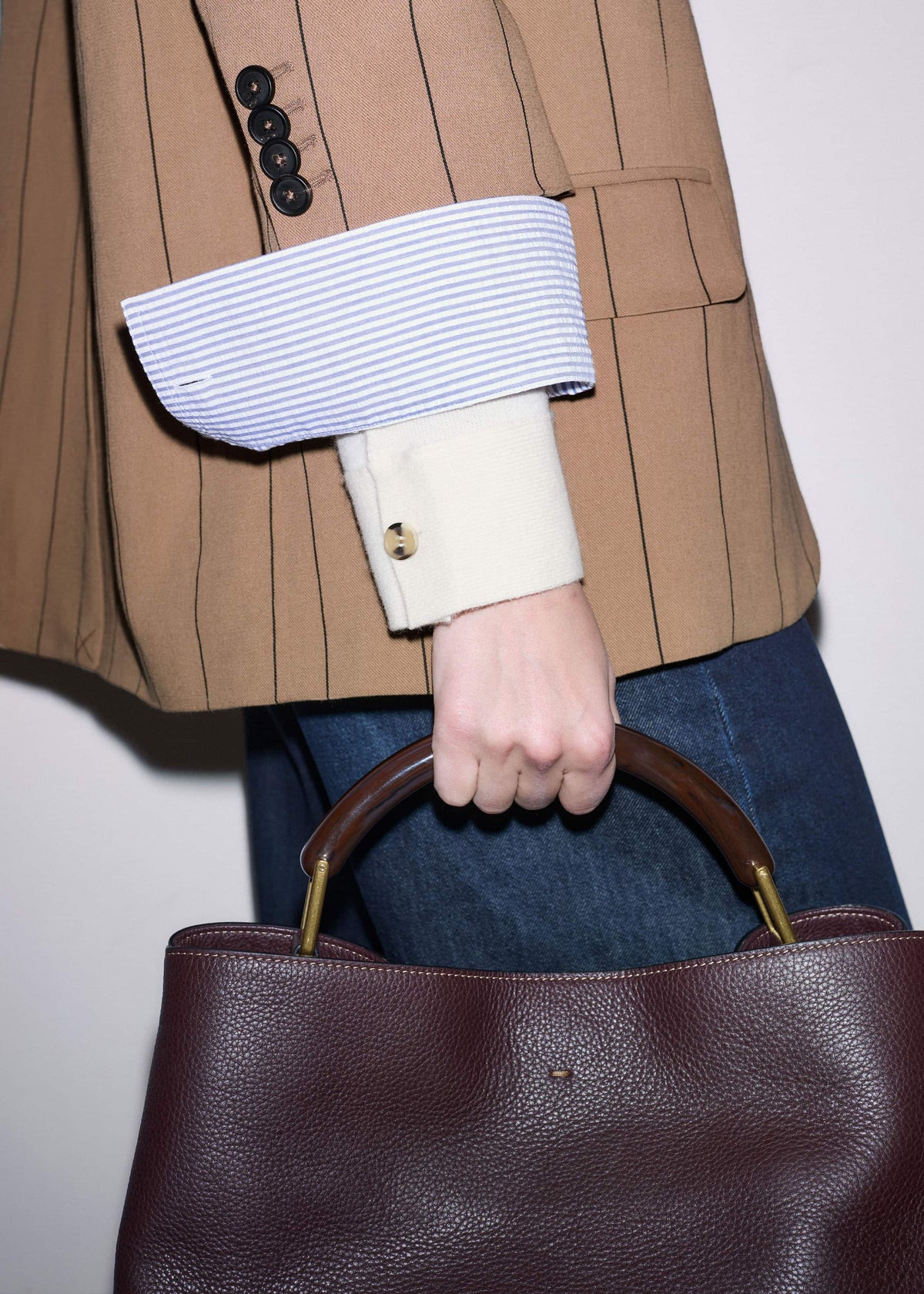 ME+EM Red Leather Soft Constructed Day Bag