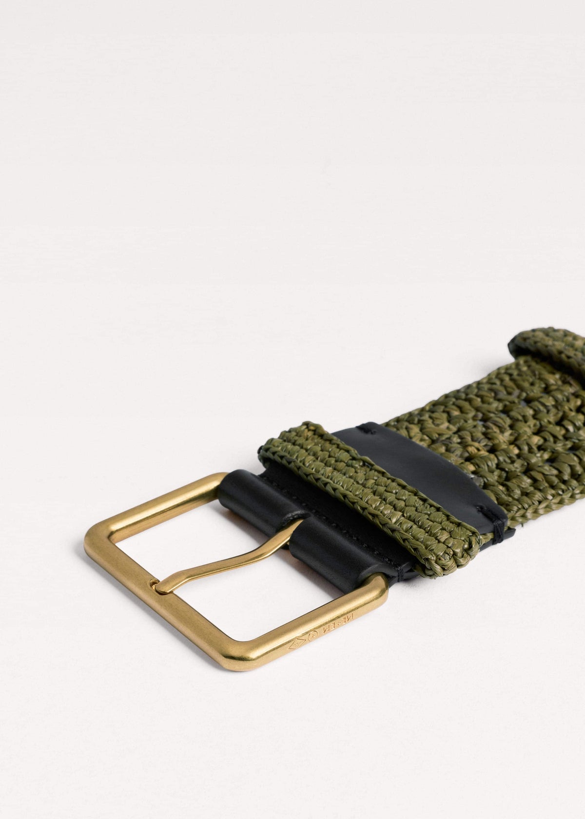 ME+EM Olive Green Raffia Wide Summer Belt