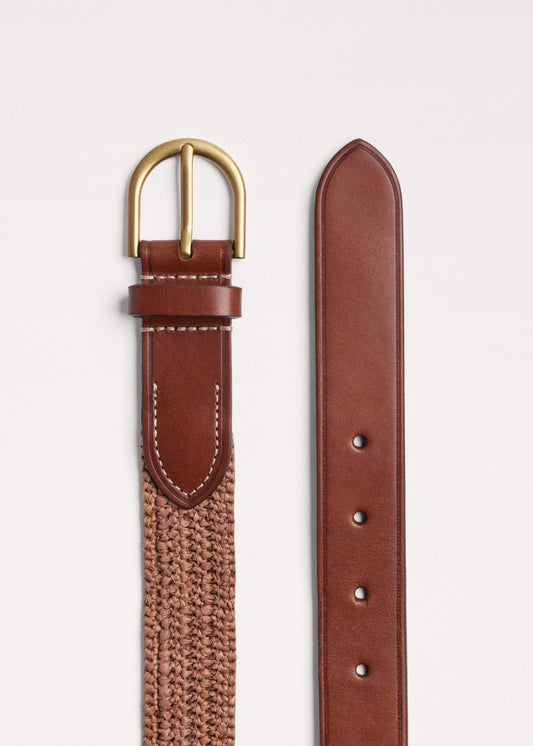 ME+EM Pink Raffia Summer Belt