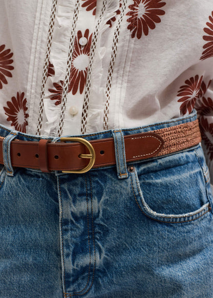 ME+EM Pink Raffia Summer Belt