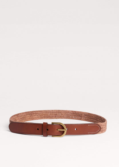 ME+EM Pink Raffia Summer Belt
