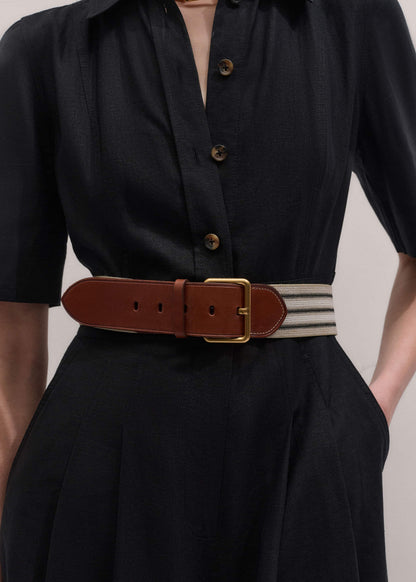 ME+EM Cream Wide Elastic Belt