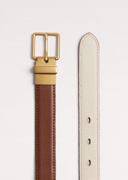 ME+EM Dark Brown Buttercream Reversible Belt