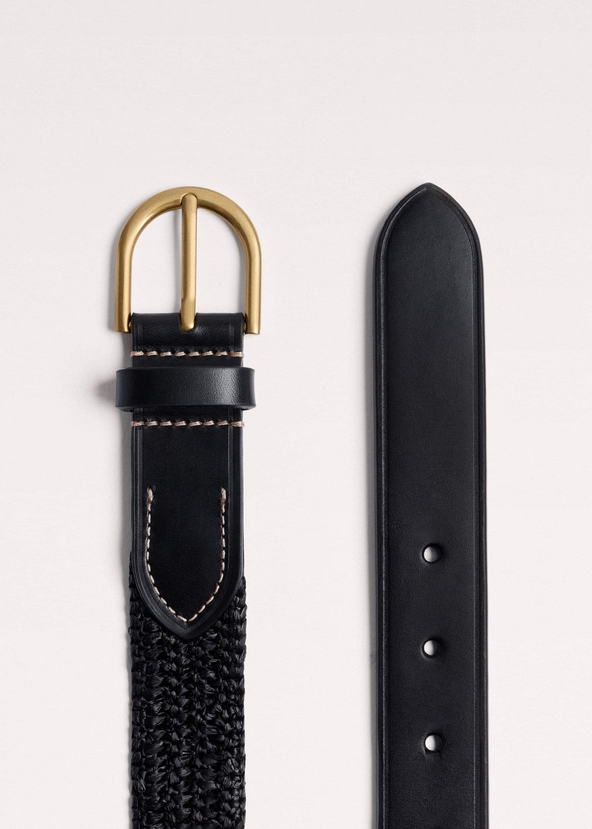 ME+EM Black Round Raffia Summer Belt