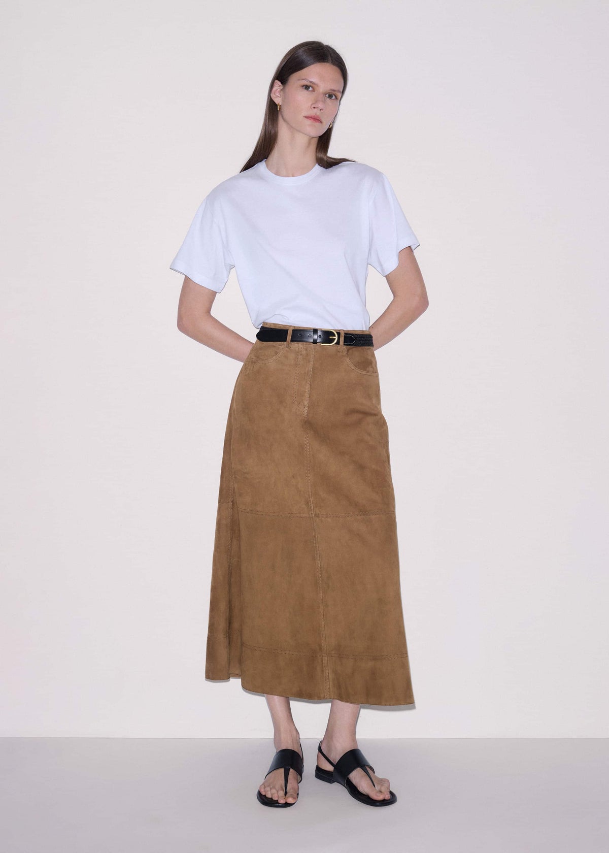 ME+EM Black Round Raffia Summer Belt