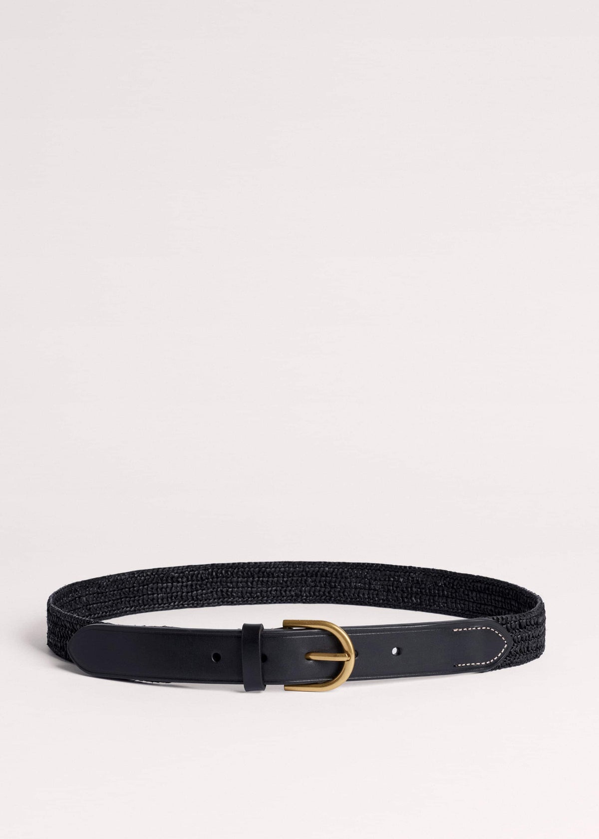 ME+EM Black Round Raffia Summer Belt