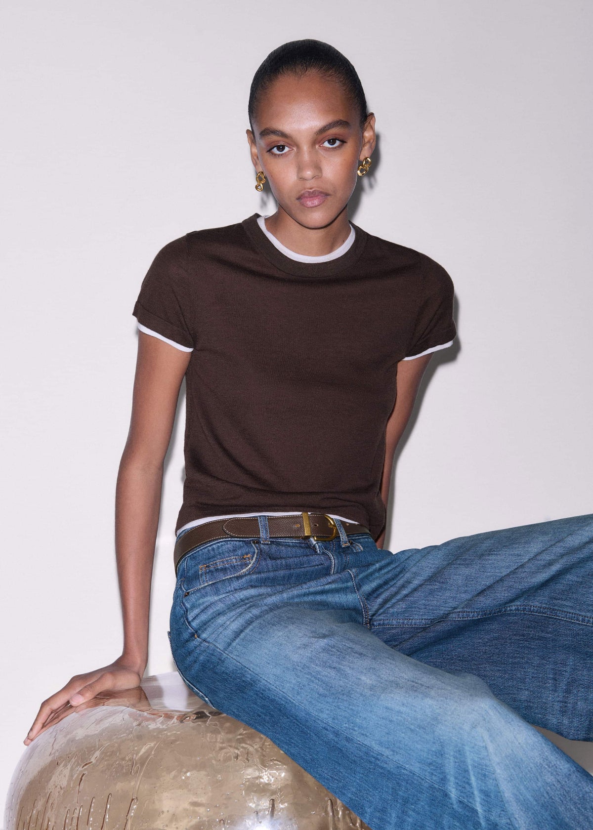 ME+EM Brown Classic Round Reversible Belt