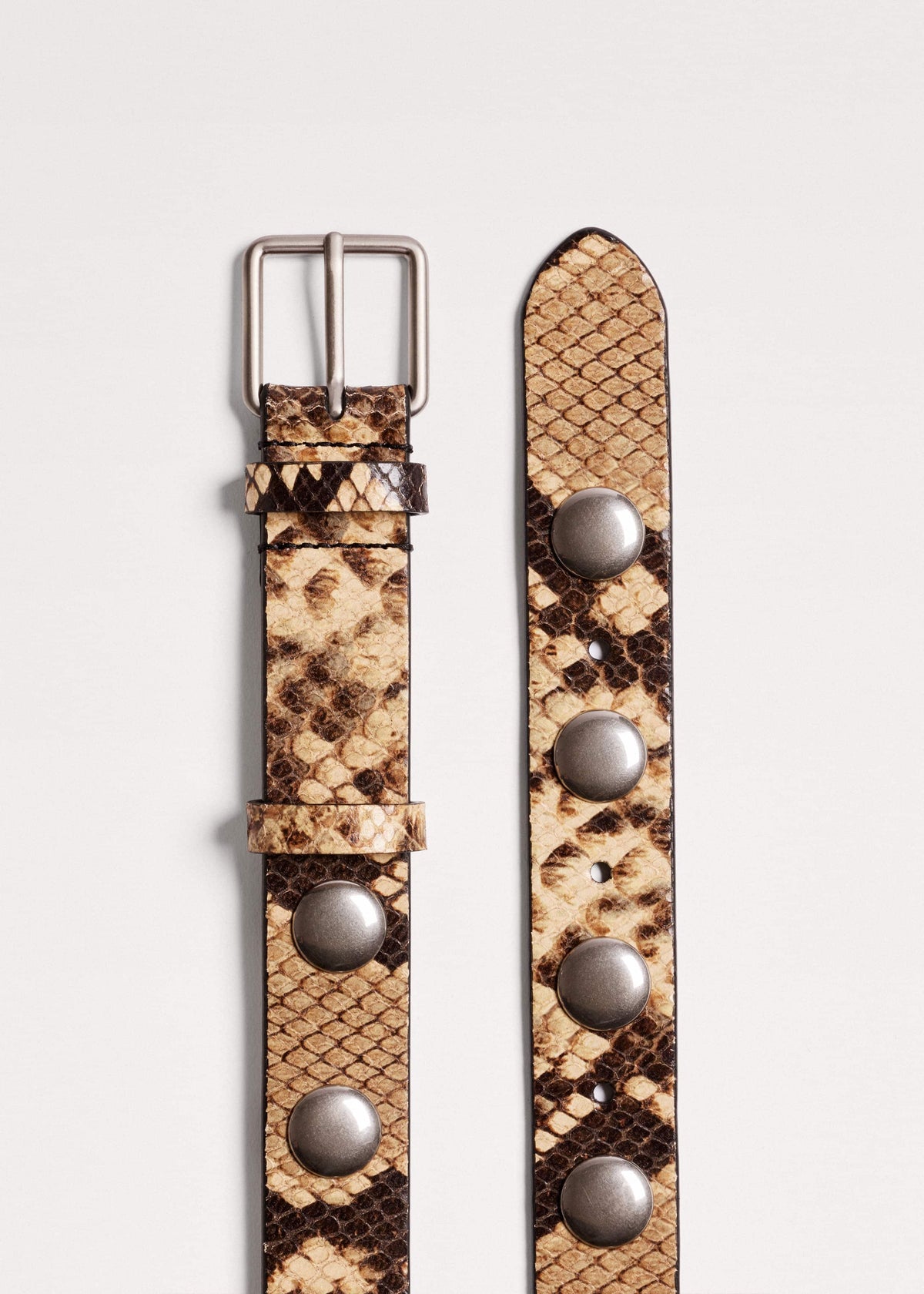 ME+EM Brown Snake Embossed Metal Stud Belt