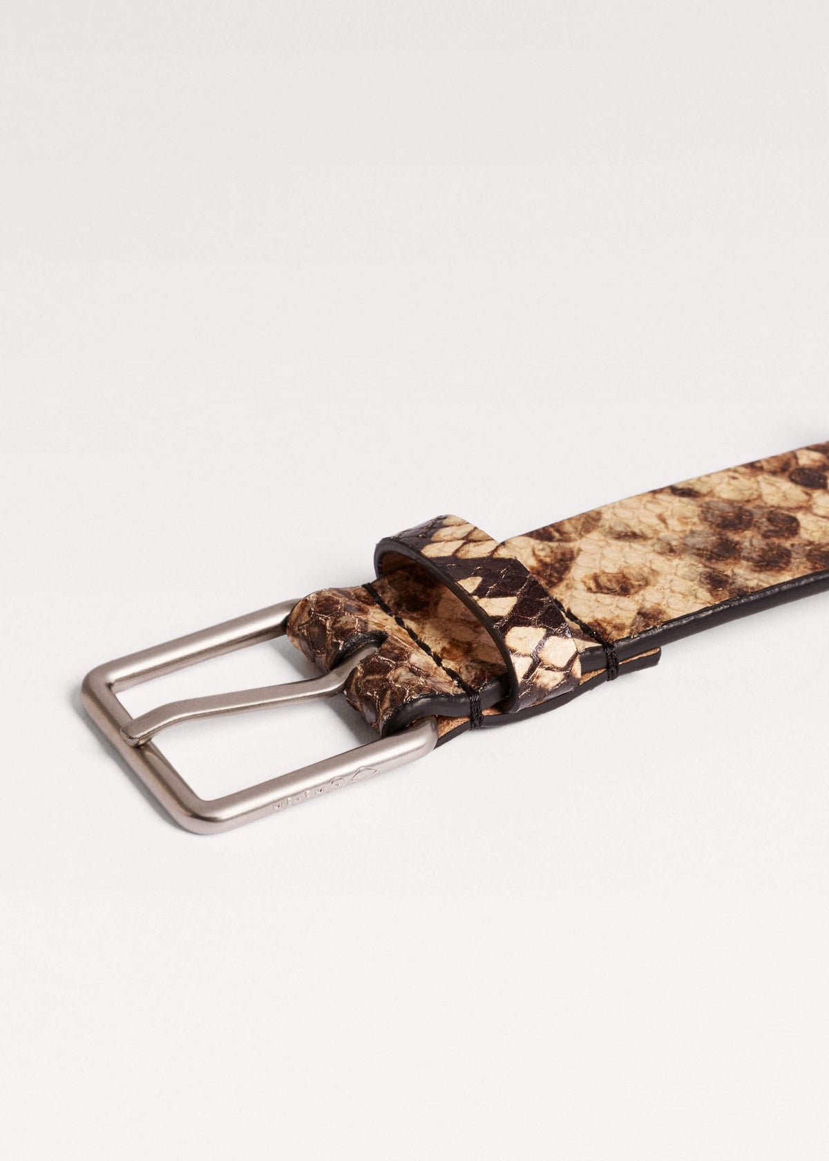 ME+EM Brown Snake Embossed Metal Stud Belt