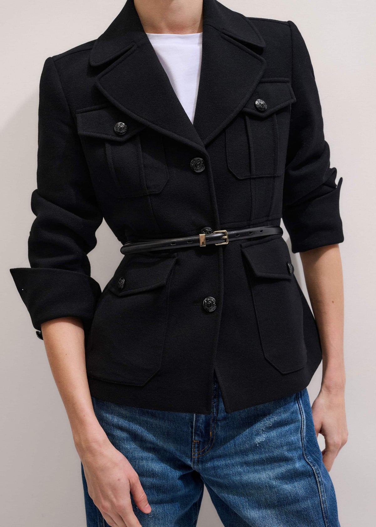 ME+EM Black Skinny Belt