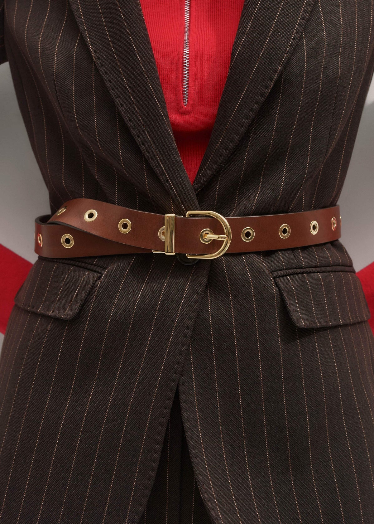 ME+EM Brown Eyelet Reversible Belt