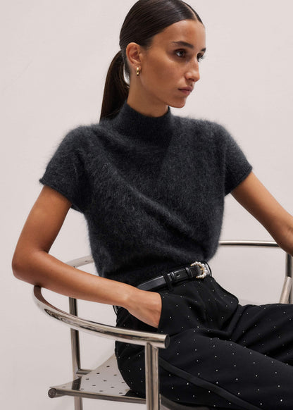ME+EM Black Faux Pearl Buckle Belt