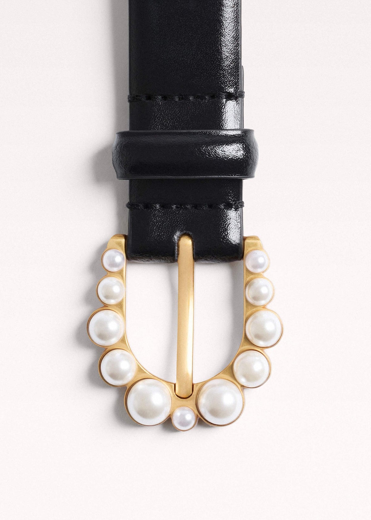 ME+EM Black Faux Pearl Buckle Belt