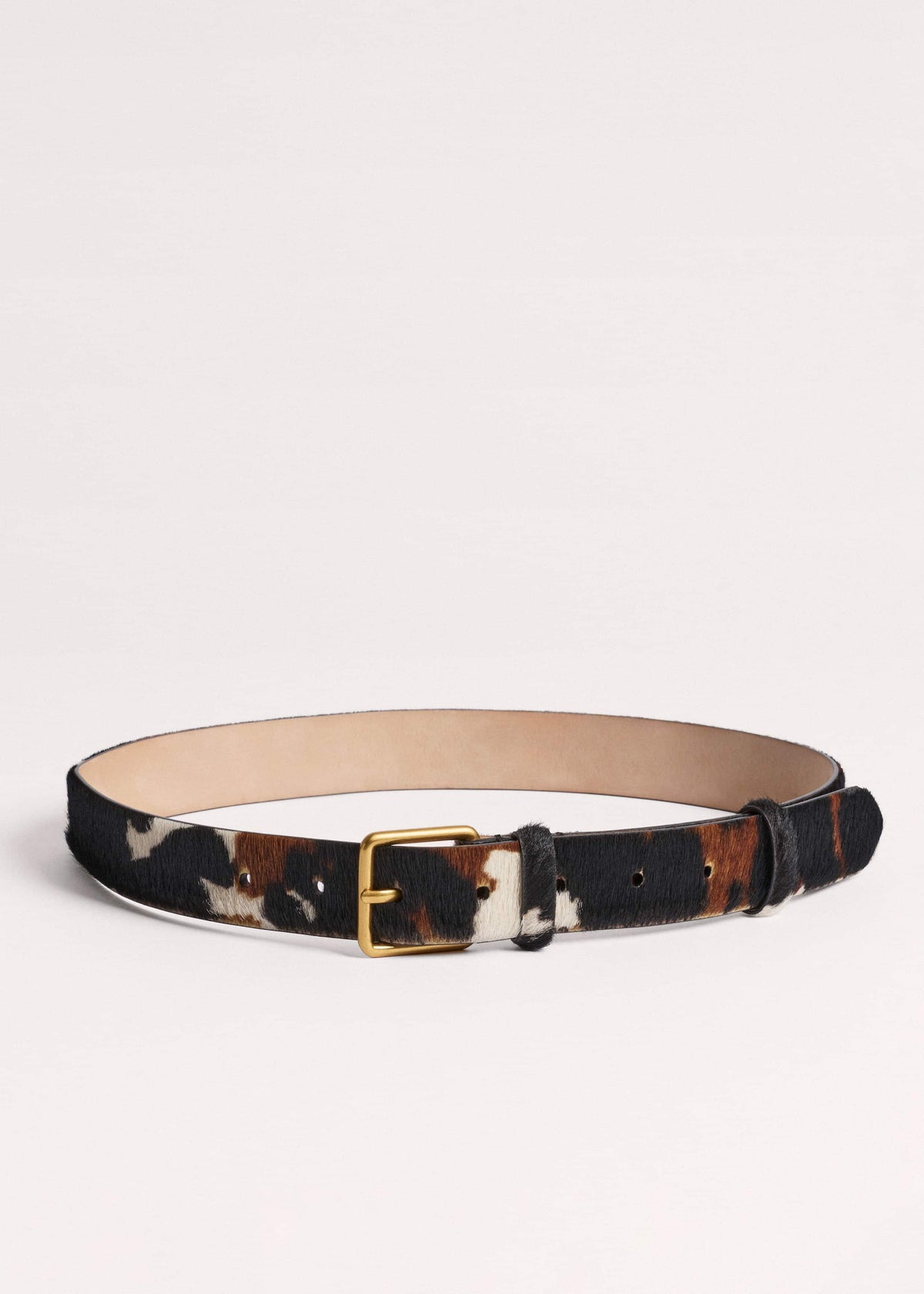 ME+EM Dark Brown Leather Cow Print Classic Belt