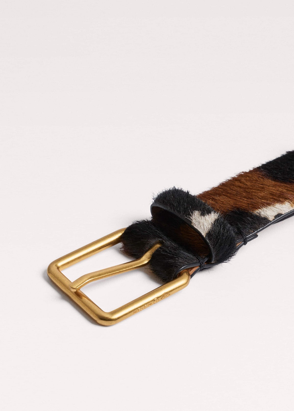 ME+EM Dark Brown Leather Cow Print Classic Belt