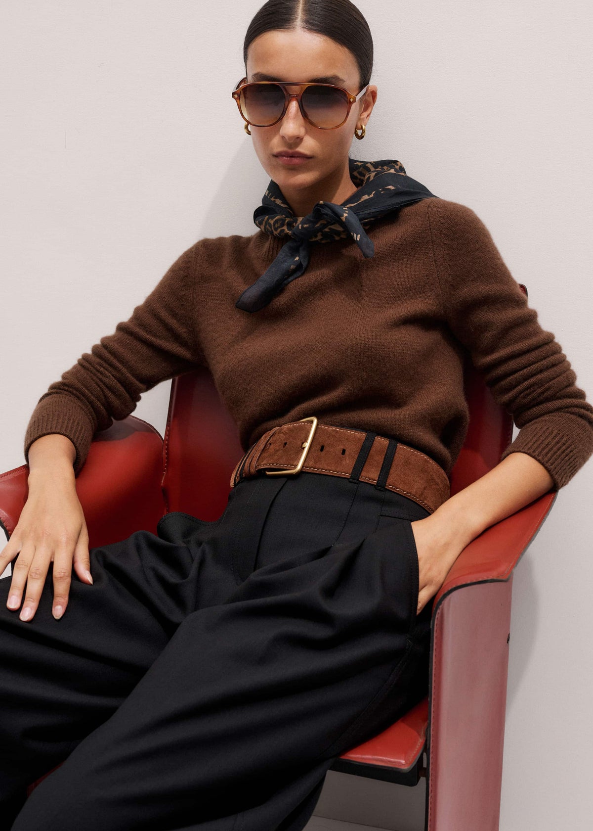 ME+EM Brown Extra Wide Waisted Belt