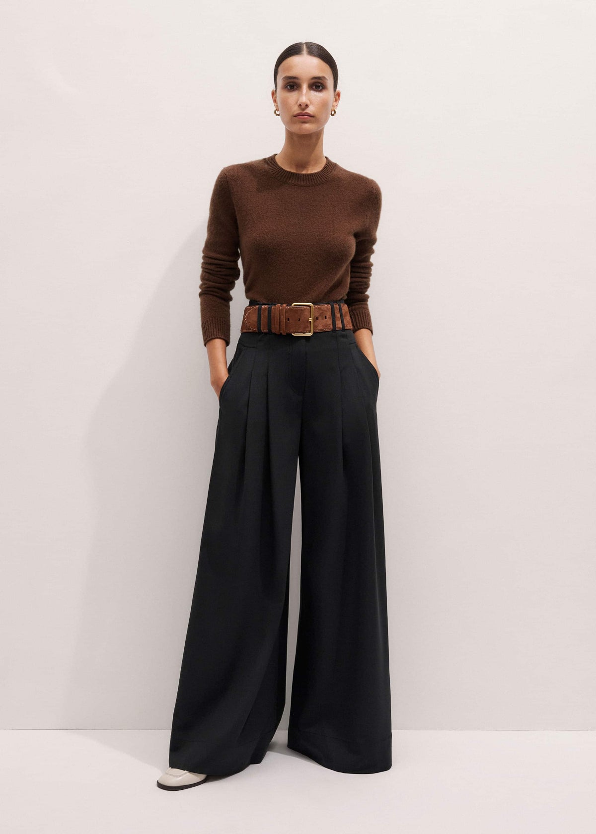 ME+EM Brown Extra Wide Waisted Belt