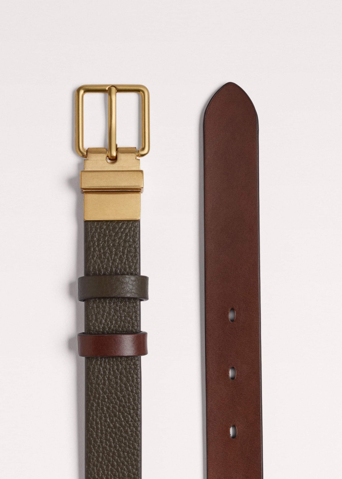 ME+EM Olive Green Leather Reversible Belt