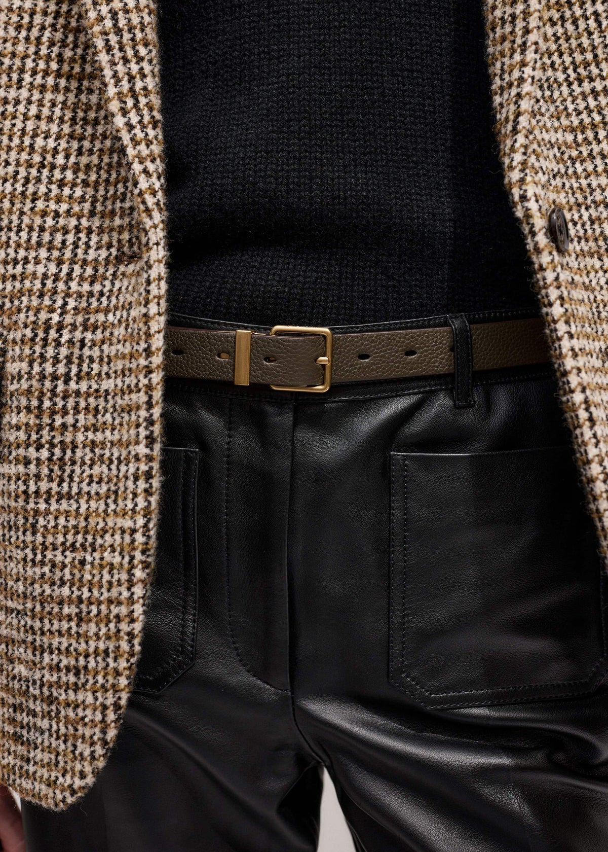 ME+EM Olive Green Leather Reversible Belt