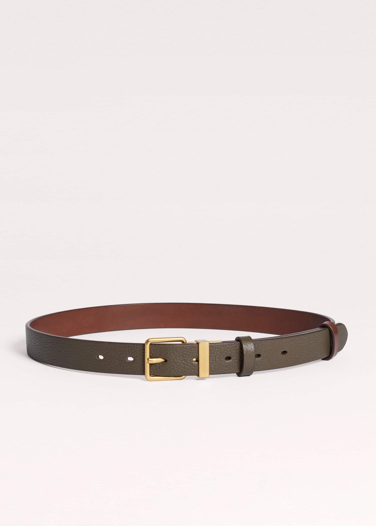 ME+EM Olive Green Leather Reversible Belt