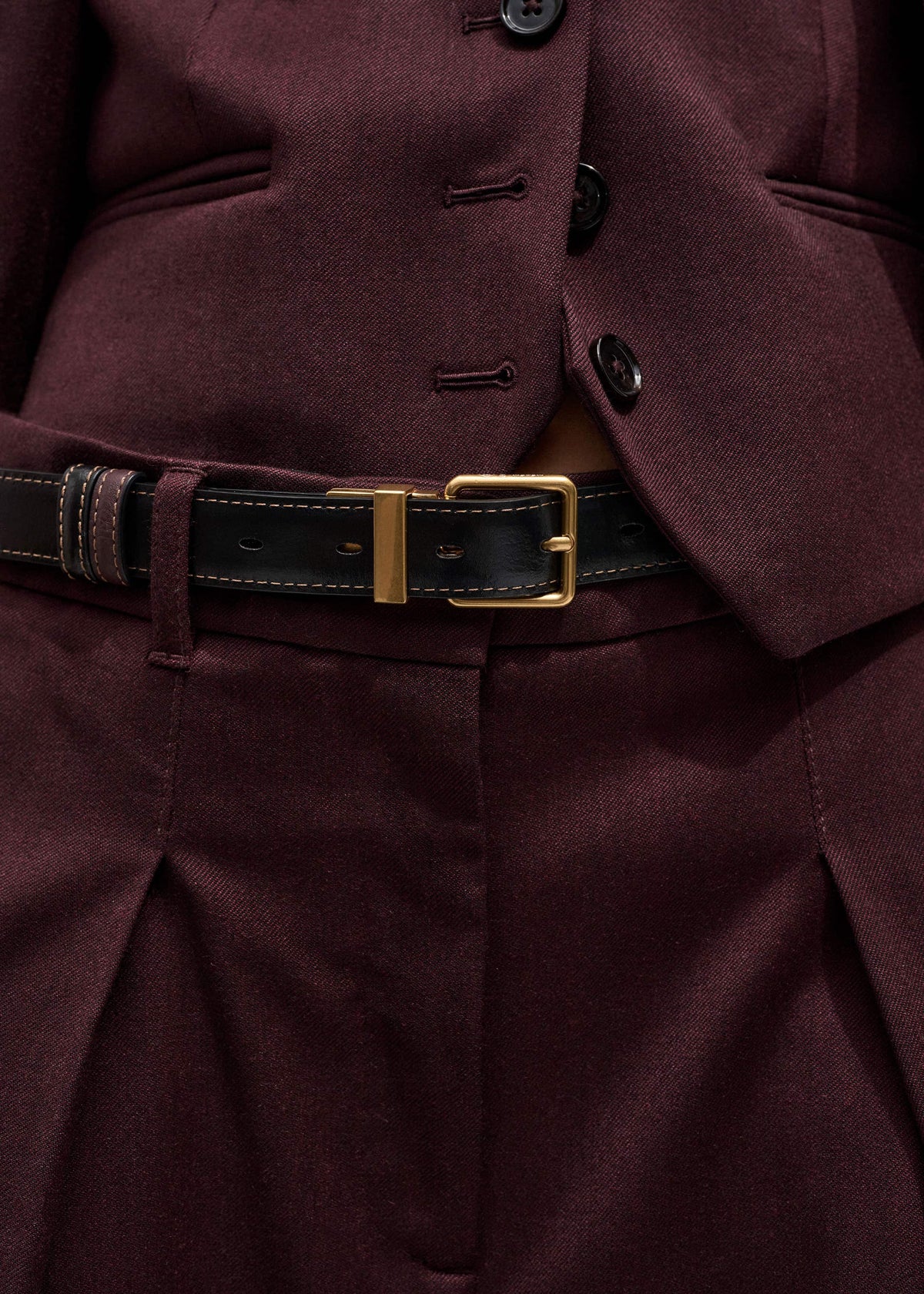 ME+EM Red Leather Reversible Belt