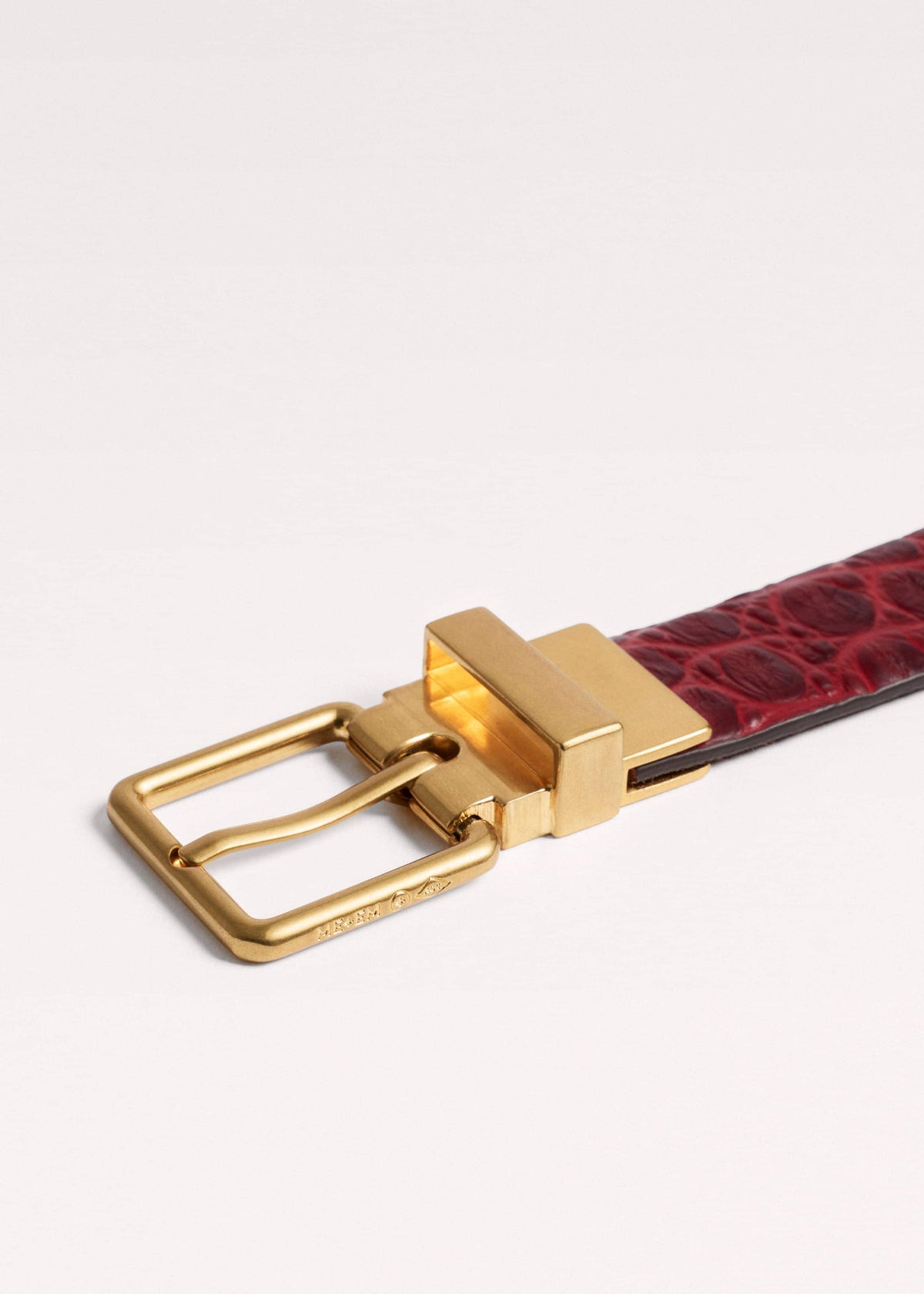 ME+EM Red Italian Croc Print Reversible Belt