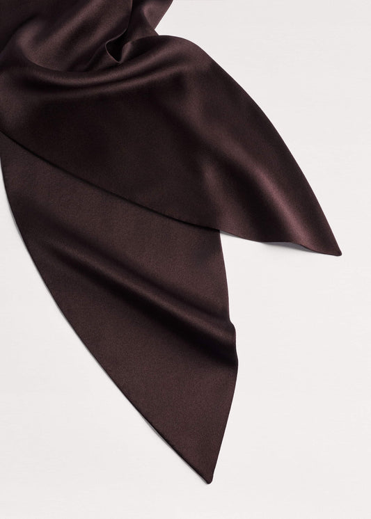 ME+EM Brown Silk Satin Evening Scarf