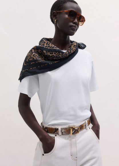 ME+EM Brown Leopard Border Scarf