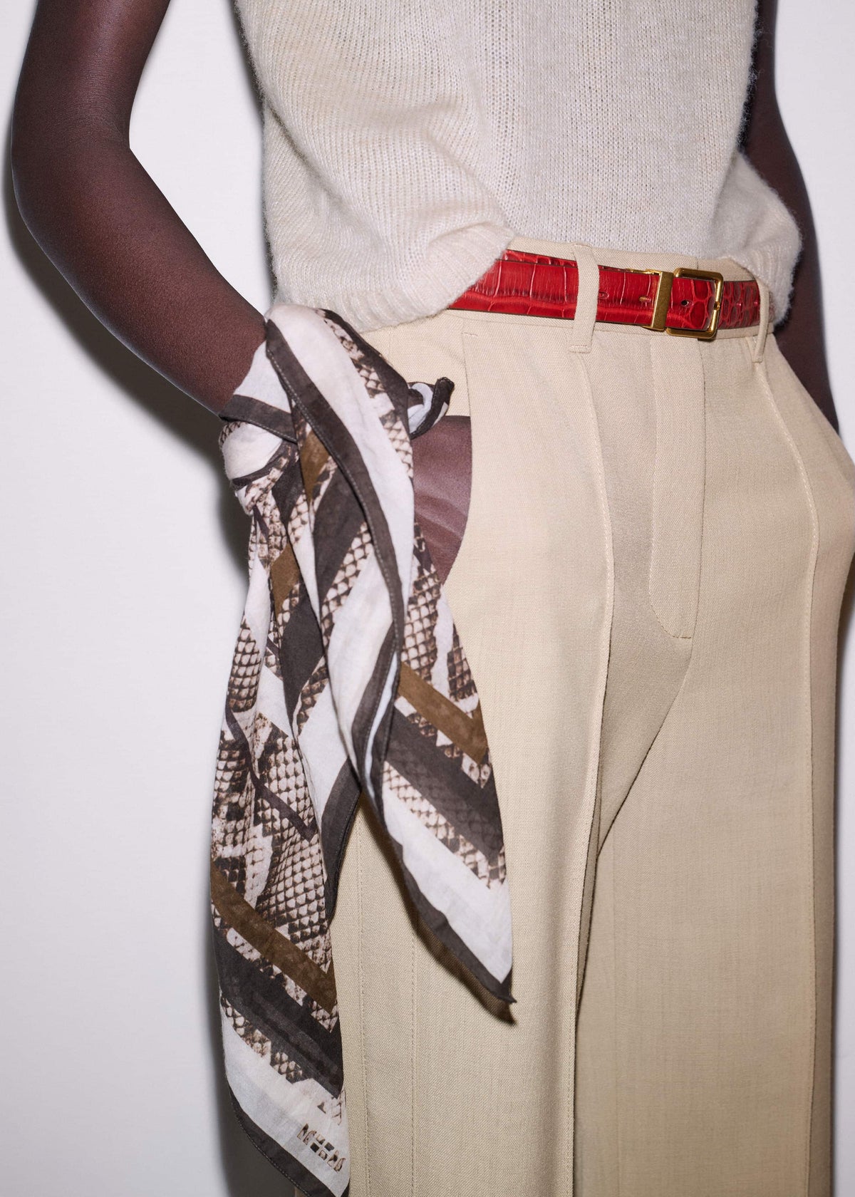 ME+EM Snake Print Border Scarf