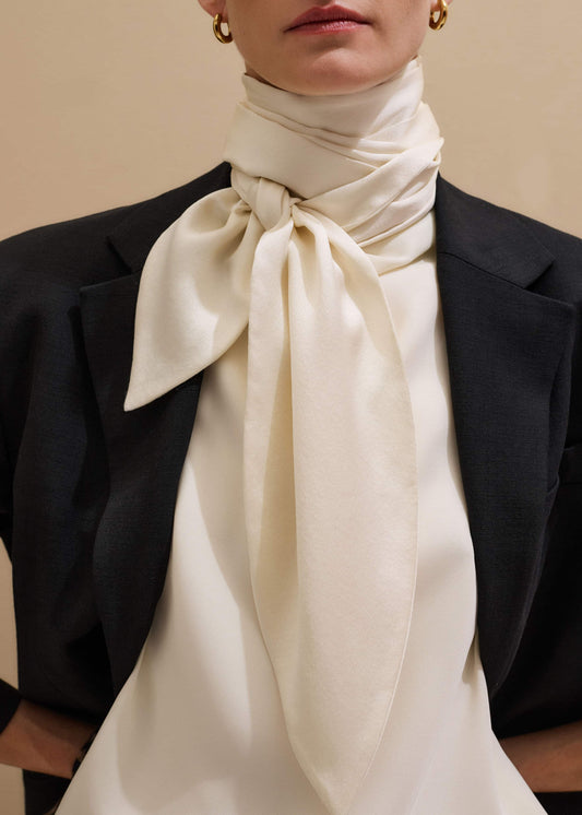 ME+EM Cream Silk Satin Evening Scarf