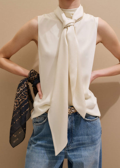 ME+EM Cream Silk Satin Evening Scarf