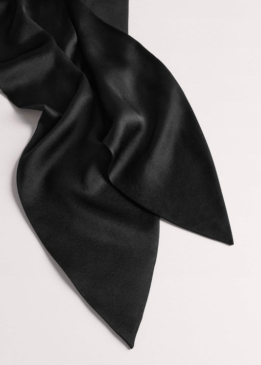 ME+EM Black Silk Satin Evening Scarf