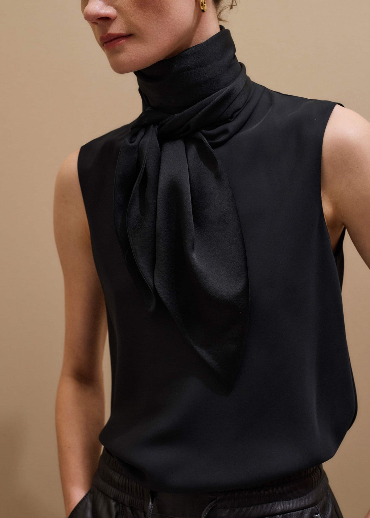 ME+EM Black Silk Satin Evening Scarf