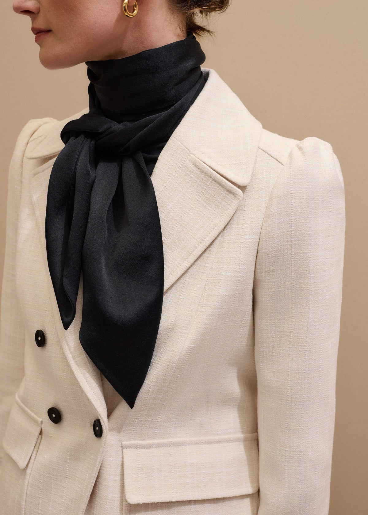 ME+EM Black Silk Satin Evening Scarf