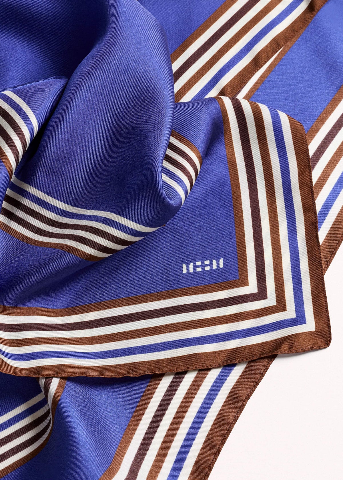 ME+EM Blue Striped Silk Multi-Border Scarf