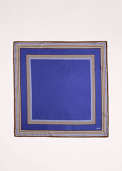 ME+EM Blue Striped Silk Multi-Border Scarf